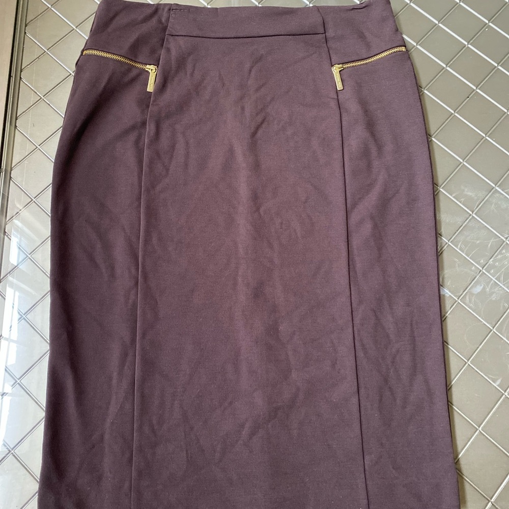 Michael Kors Brown Midi Skirt with Gold Accents